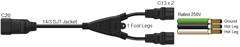 splitter power cord c20  to c13